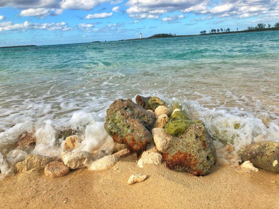 Waves Crashing On Rocks At Junkanoo Beach In Nassau Bahamas